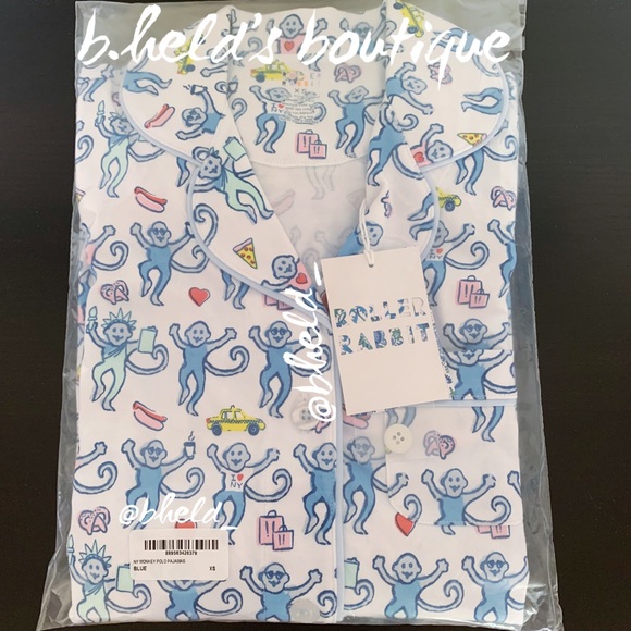 Roller Rabbit New York Monkey Polo Pajamas in Blue Monkey Size XS Brand New NWT - Picture 15 of 16
